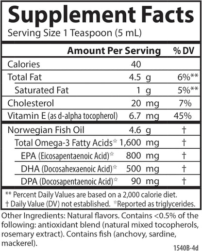 Carlson - Cod Liver Oil, 1100 mg Omega-3s, Plus Vitamins A and D3, Wild Caught Norwegian Arctic Cod Liver Oil, Sustainably Sourced Nordic Fish Oil Liquid, Unflavored, 250 mL (8.4 Fl Oz)