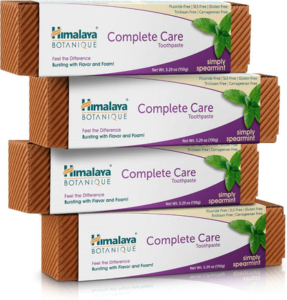 Himalaya Botanique Complete Care Toothpaste, Spearmint Flavor, Fights Plaque, Freshens Breath, Fluoride Free, No Artificial Flavors, SLS Free, Cruelty Free, Foaming, 5.29 Oz, 1 Pack