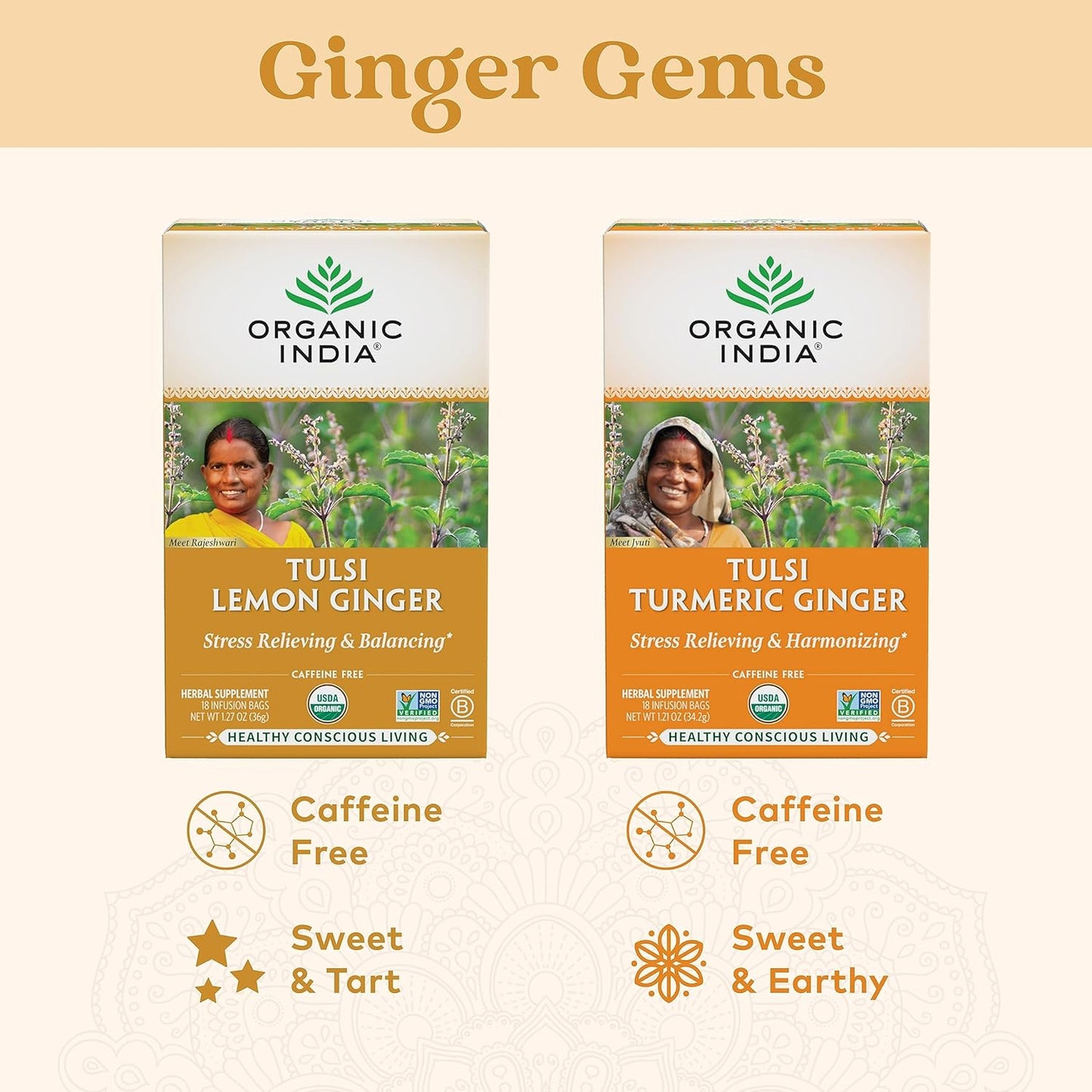 ORGANIC INDIA Tulsi Moringa Tea Bags - Holy Basil, Lemongrass, Moringa Leaves, Stress Relieving & Nourishing, Immune Support Tea, Vegan, Certified Organic, Caffeine-Free - 18 Infusion Bags, 6 Pack