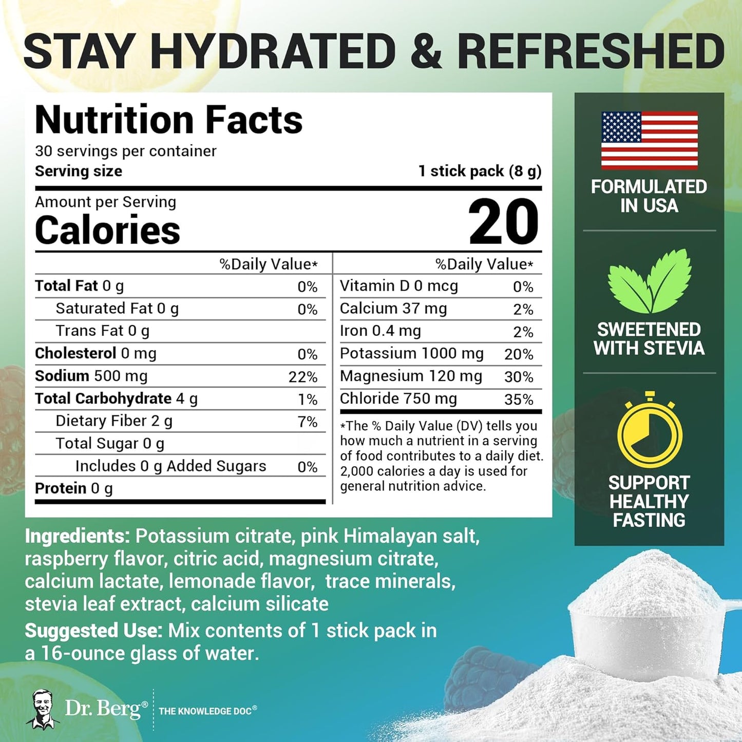 Dr. Berg Sugar Free Electrolyte Powder Packets (Variety Pack) - Daily Electrolyte Drink Mix - 28 Total Hydration Pouches Sugar Free - Keto Electrolytes Powder Packets No Sugar - 7 Delicious Flavors