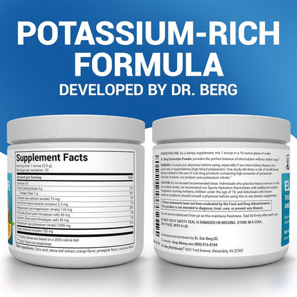 Dr. Berg Zero Sugar Hydration Keto Electrolyte Powder - Enhanced w/ 1000 mg of Potassium & Real Pink Himalayan Salt (NOT Table Salt) - Lemonade Flavor Hydration Drink Mix Supplement - 100 Servings