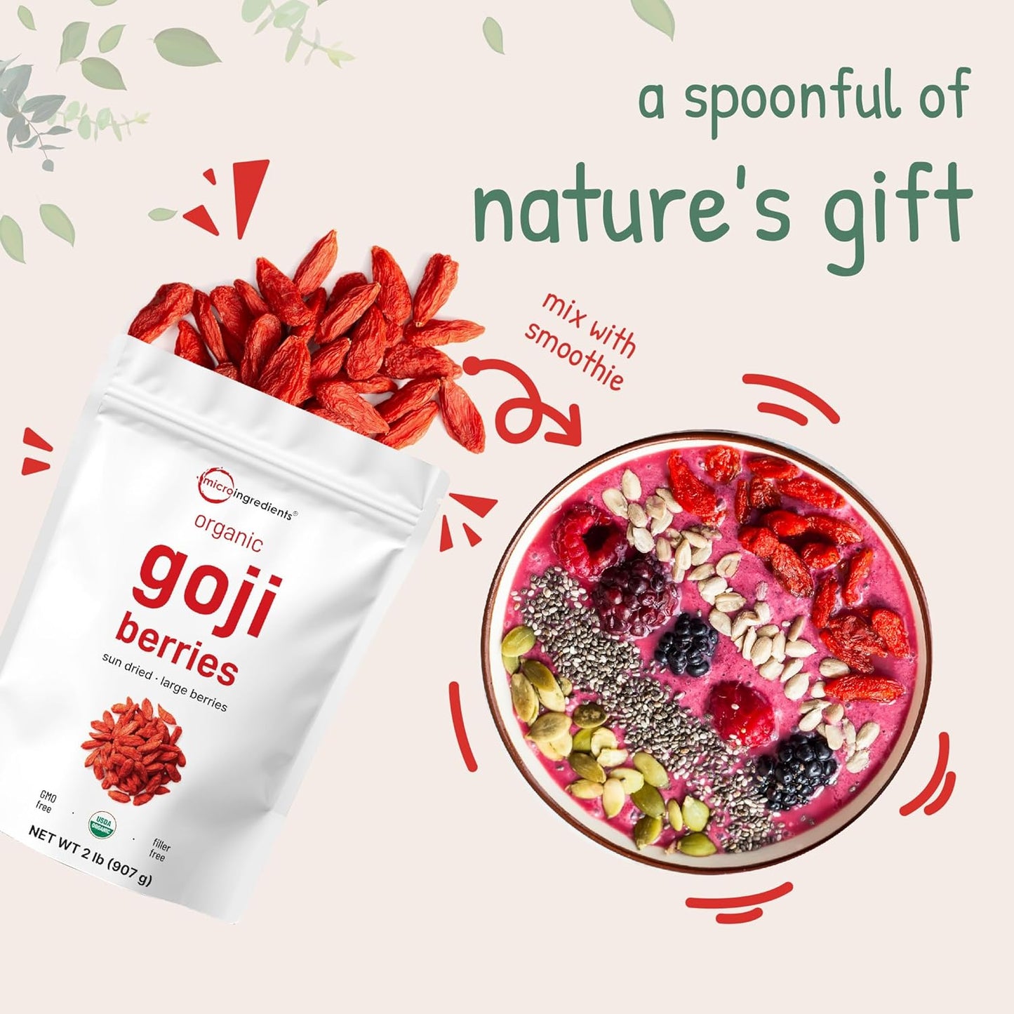 Organic Acerola Powder, 8oz | Natural Organic Vitamin C Superfood | No Sugar & Additives | Great Flavor for Drinks, Smoothie, & Beverages | Non-GMO & Vegan Friendly, Brazil Origin