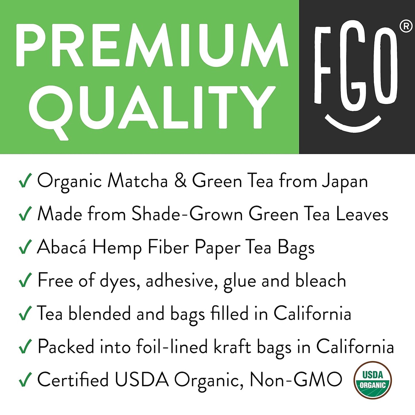 FGO Organic White Tea, Eco-Conscious Tea Bags, Packaging May Vary, 100 Count (Pack of 1)