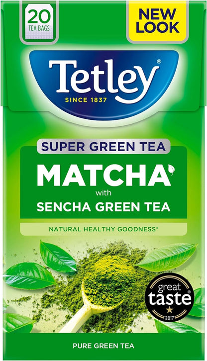 Tetley Super Green Matcha 20 Tea Bags Per Box (4 Boxes)