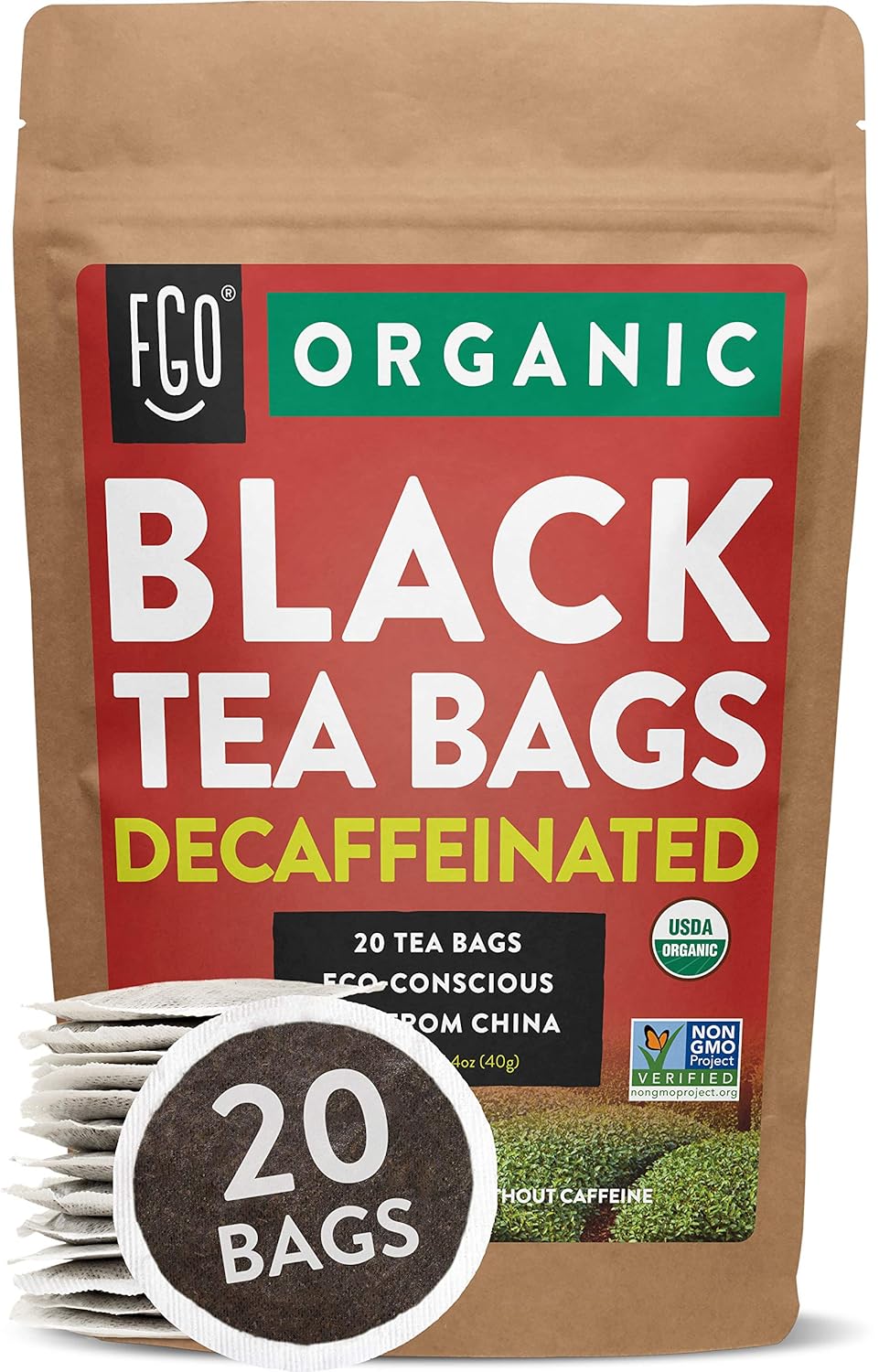 FGO Organic Nettle Leaf Tea, 100 Count, Eco-Conscious Tea Bags, Caffeine Free, Resealable Bag, Packaging May Vary (Pack of 1)