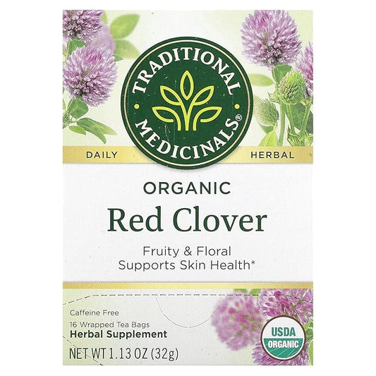 Traditional Medicinals Tea, Organic Red Clover, Supports Skin Health, 16 Tea Bags