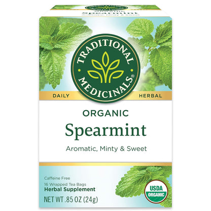 Traditional Medicinals Organic Spearmint Herbal Tea, Healthy & Refreshing, (Pack of 1) - 16 Tea Bags