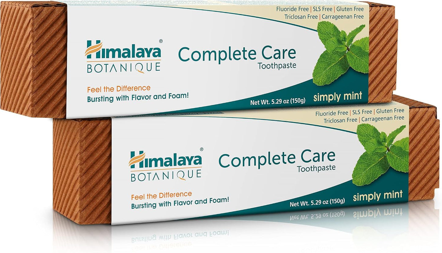 Himalaya Botanique Complete Care Toothpaste, Spearmint Flavor, Fights Plaque, Freshens Breath, Fluoride Free, No Artificial Flavors, SLS Free, Cruelty Free, Foaming, 5.29 Oz, 1 Pack