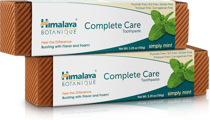 Himalaya Botanique Complete Care Toothpaste, Spearmint Flavor, Fights Plaque, Freshens Breath, Fluoride Free, No Artificial Flavors, SLS Free, Cruelty Free, Foaming, 5.29 Oz, 1 Pack