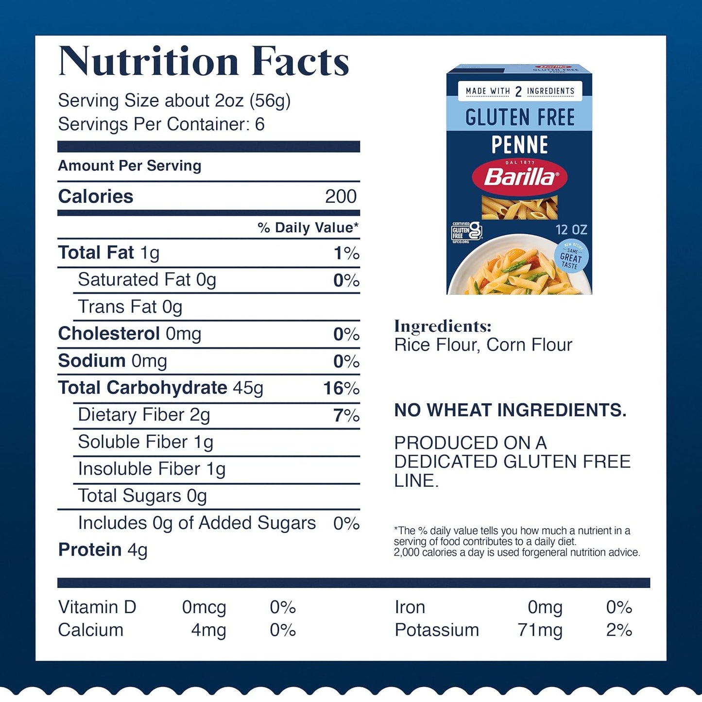 BARILLA Gluten Free Penne Pasta, 12 Ounce - Non-GMO Gluten Free Pasta Made with 2 Ingredients
