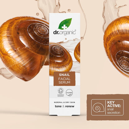 Dr Organic Snail Gel Facial Serum, Healthy-Aging, Moisturising, Mens, Womens, Natural, Vegetarian, Cruelty-Free, Paraben & SLS-Free, Organic, 30ml, Packaging May Vary