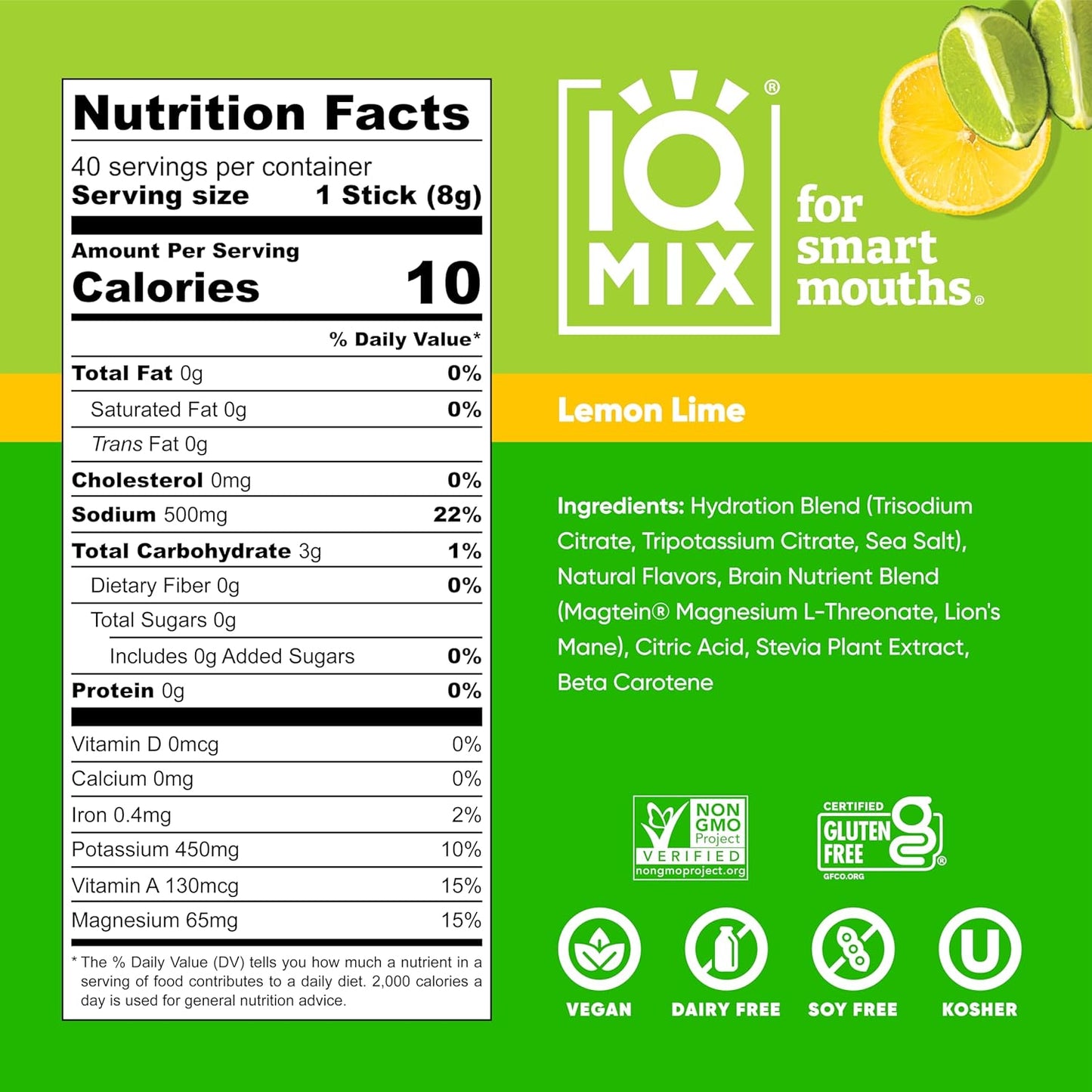 IQMIX Sugar Free Electrolytes Powder Packets - Hydration Supplement Drink Mix with Keto Electrolytes, Lions Mane, Magnesium L-Threonate, and Potassium Citrate - Variety Pack (40 Count)