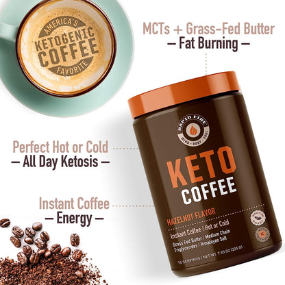 Rapidfire Ketogenic Fair Trade Instant Keto Coffee Mix Supports Energy Metabolism Weight Loss Ketogenic Diet Canister 15 servings, Original, 7.93 Ounce