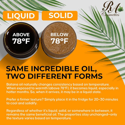 RA COSMETICS 100% Natural Unrefined Batana Hair Oil for Growth, Repair & Strength | 8 oz Nourishing Moisturizer for Damaged Hair from Honduras