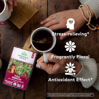 ORGANIC INDIA Tulsi Moringa Tea Bags - Holy Basil, Lemongrass, Moringa Leaves, Stress Relieving & Nourishing, Immune Support Tea, Vegan, Certified Organic, Caffeine-Free - 18 Infusion Bags, 6 Pack
