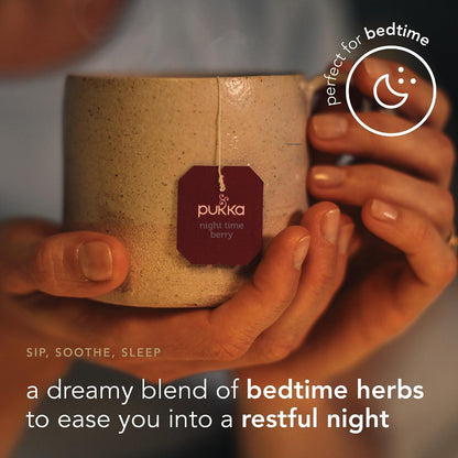 Pukka Herbs Night Time Berry Herbal Sleep Tea, 80 Teabags, Caffeine Free