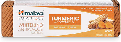 Himalaya Botanique Turmeric Whitening Antiplaque Toothpaste, Mint, 2 Pack