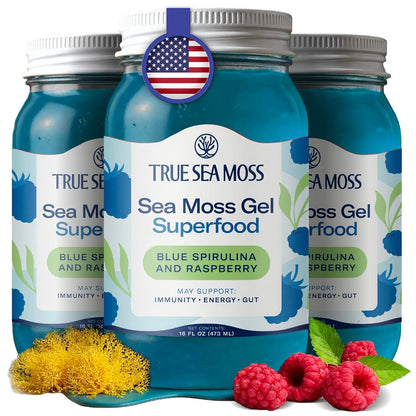 TrueSeaMoss Sea Moss Gel – Made in USA – Wildcrafted Seamoss, Dried Seaweed & Jarred Vegetables – Original, Pack of 1 (Labels may Vary)
