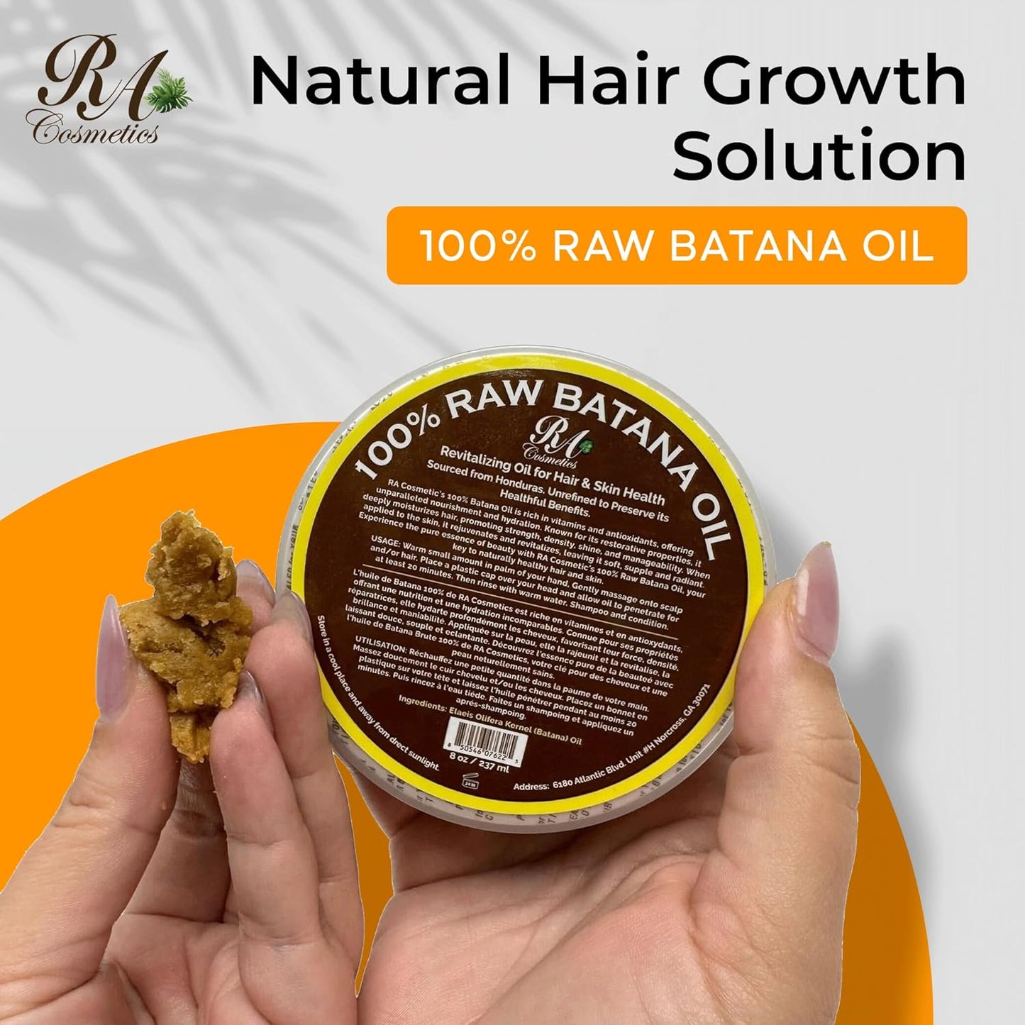 RA COSMETICS 100% Natural Unrefined Batana Hair Oil for Growth, Repair & Strength | 8 oz Nourishing Moisturizer for Damaged Hair from Honduras