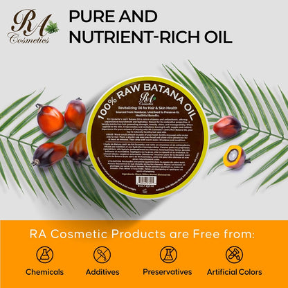 RA COSMETICS 100% Natural Unrefined Batana Hair Oil for Growth, Repair & Strength | 8 oz Nourishing Moisturizer for Damaged Hair from Honduras