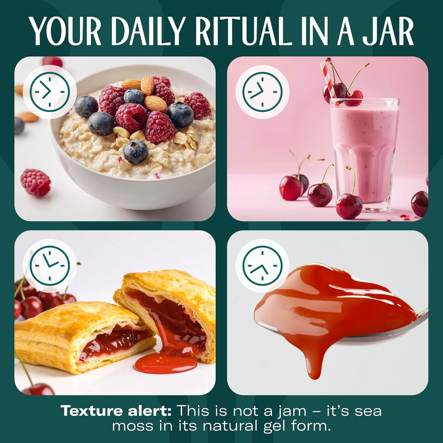 TrueSeaMoss Sea Moss Gel – Limited Edition – Made in USA – Wildcrafted Seamoss, Fresh Fruits & Sea Vegetables – Cherry, Pack of 1 (Labels May Vary)