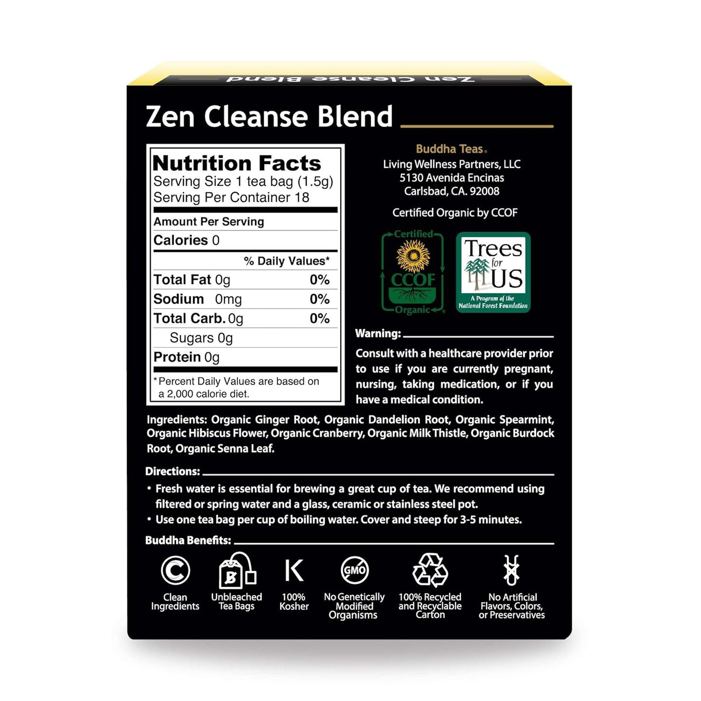 Buddha Teas - Chaga Tea - Organic Herbal Tea - For Cognitive Balance & Overall Health - With Chaga Mushroom, Antioxidants & B Vitamins - Caffeine Free - OU Kosher - 18 Tea Bags (Pack of 1)