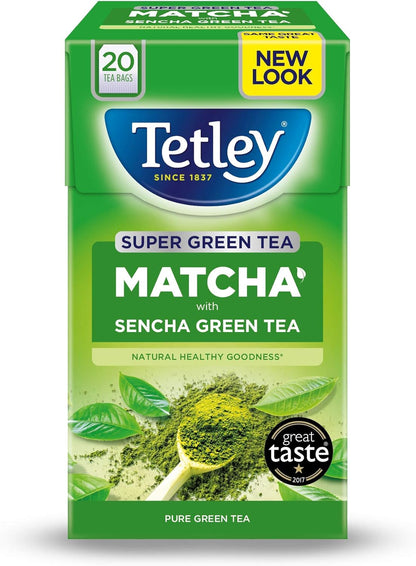 Tetley Super Green Matcha 20 Tea Bags Per Box (4 Boxes)