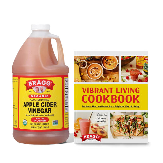 Bragg Organic Apple Cider Vinegar 64oz Cookbook Bundle – USDA Certified Organic – All Natural Ingredients