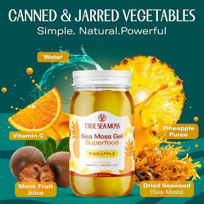 TrueSeaMoss Sea Moss Gel – Made in USA – Wildcrafted Seamoss, Dried Seaweed & Jarred Vegetables – Original, Pack of 1 (Labels may Vary)