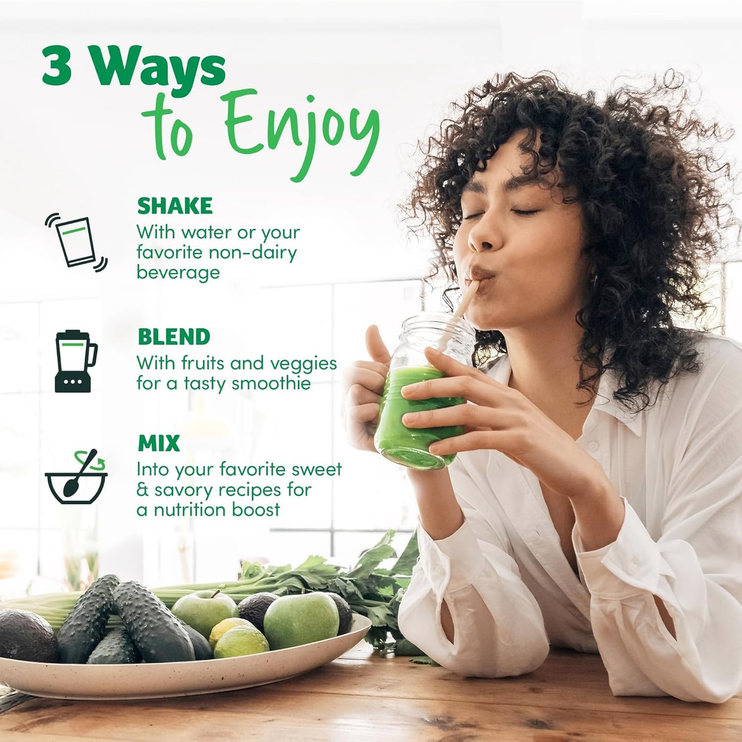 Purely Inspired Organic Greens Powder Superfood Smoothie Mix, Unflavored (30 Servings) - Super Greens with Probiotics, Spirulina & Chlorella for Gut & Digestive Health - Vegan