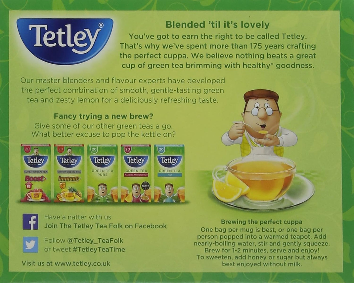 Tetley Super Green Matcha 20 Tea Bags Per Box (4 Boxes)