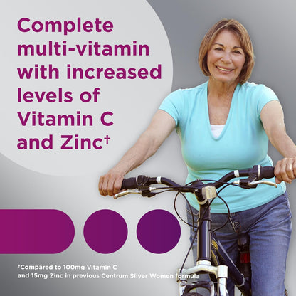 Centrum Silver Women's Multivitamin for Women 50 Plus, Multivitamin/Multimineral Supplement with Vitamin D3, B Vitamins, Non-GMO Ingredients, Supports Memory and Cognition in Older Adults - 100 Ct
