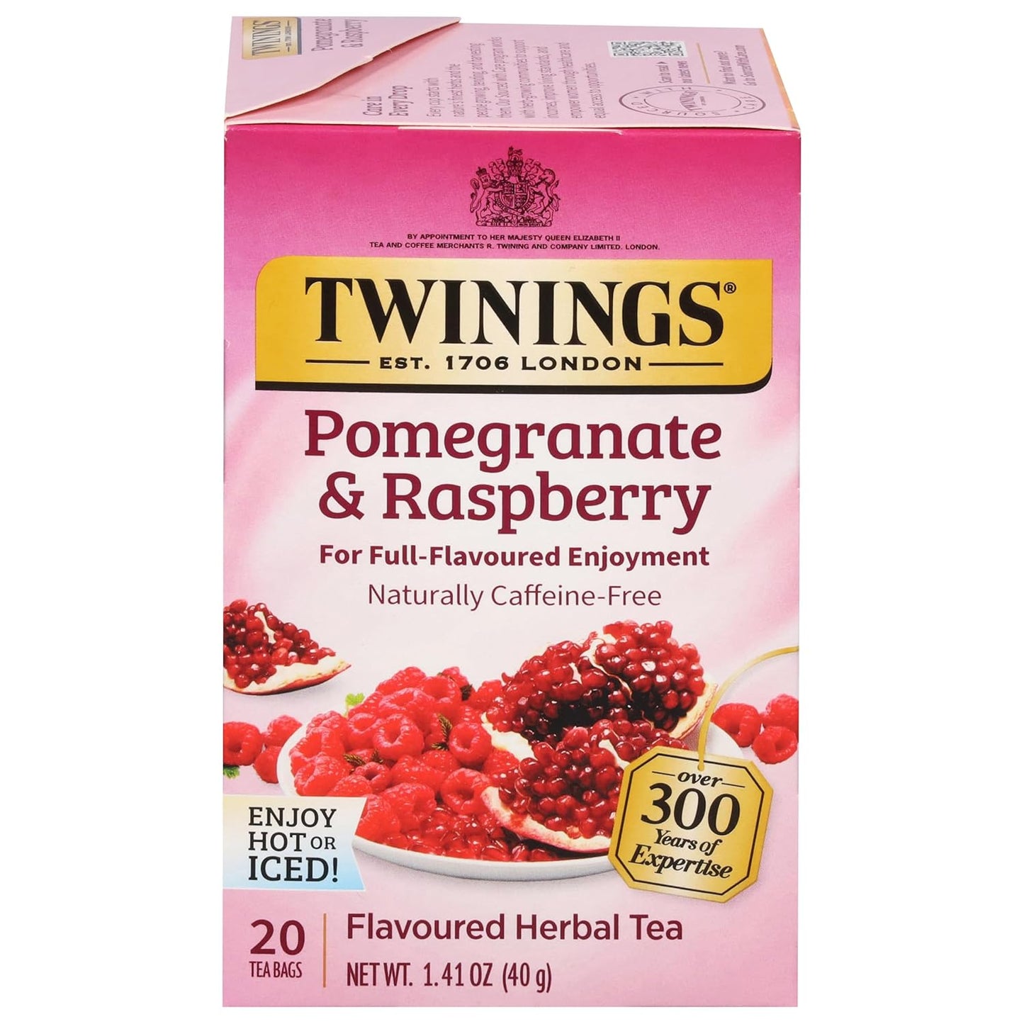 Twinings Wild Berries Herbal Tea Individually Wrapped Bags, 20 Count (Pack of 1), Full-Flavoured, Naturally Caffeine-Free, Enjoy Hot or Iced, 20 Teabags