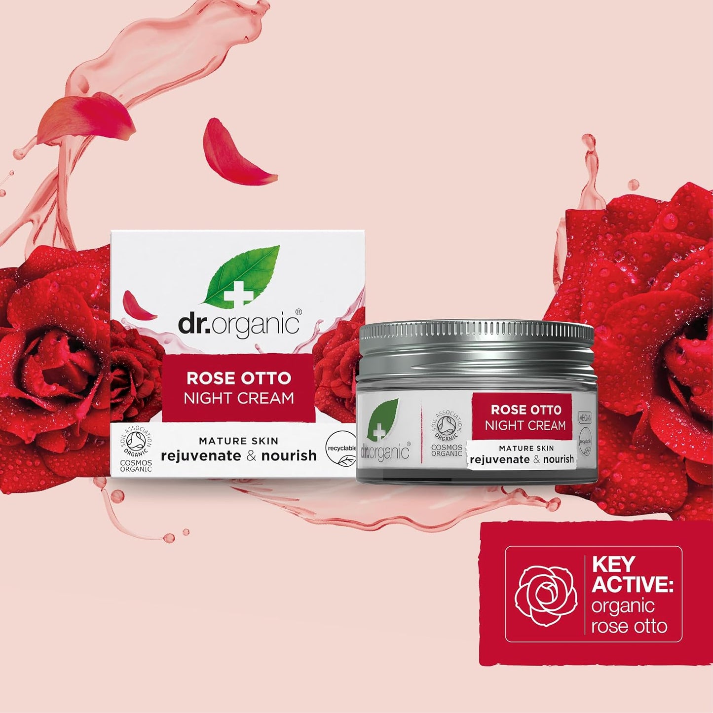 Dr Organic Rose Otto Night Cream 50ml (Anti-aging, Moisturising, Rejuvenating)