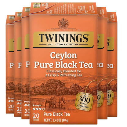Twinings Mango & Pineapple Herbal Tea Individually Wrapped Bags, 20 Count (Pack of 6), Naturally Caffeine-Free, Enjoy Hot or Iced, 120 Teabags