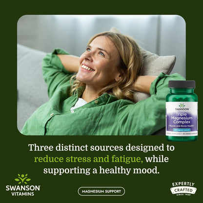 Swanson Triple Magnesium Mineral Complex, 400 mg, 30 Caps