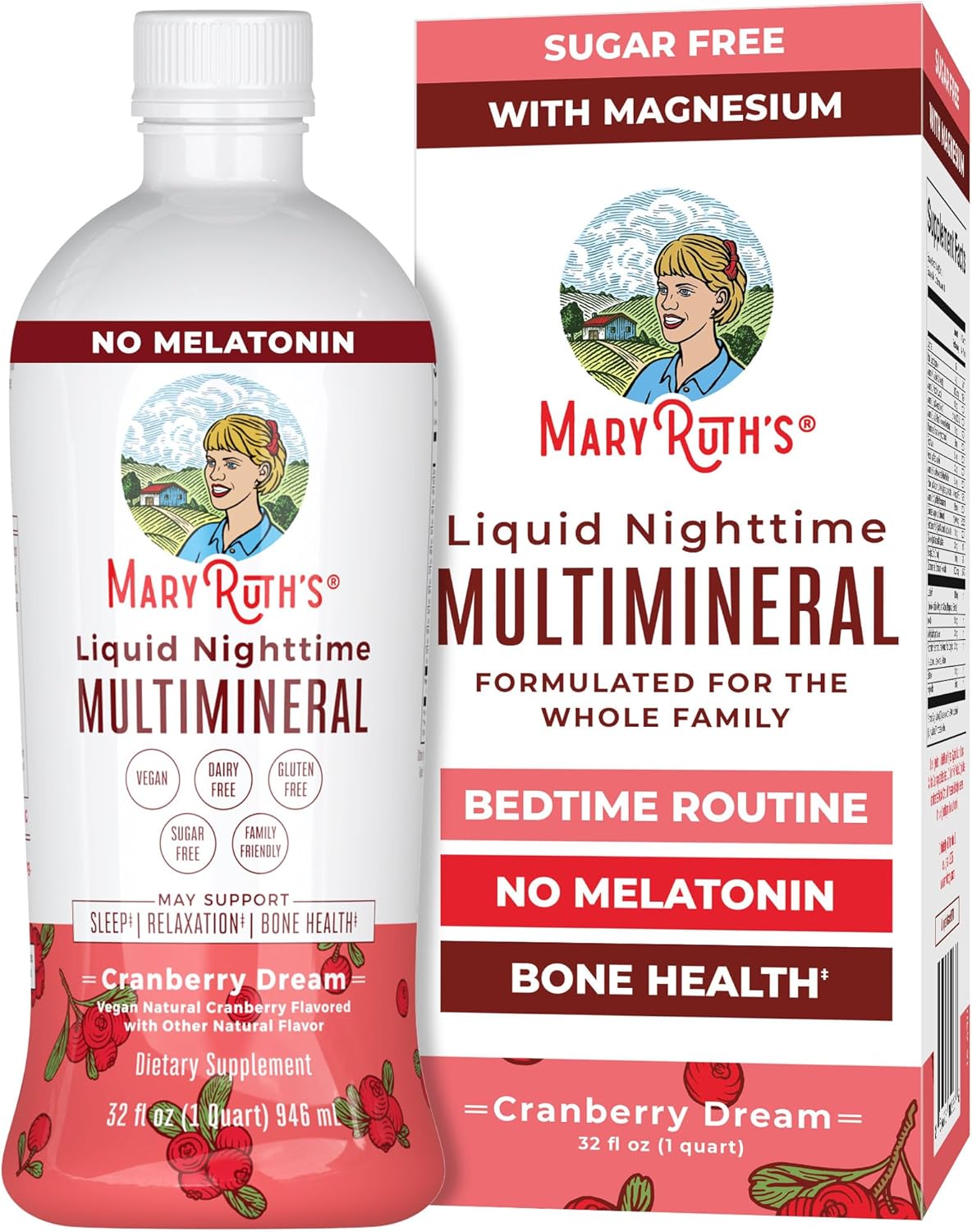 MaryRuth Organics Liquid Nighttime Multimineral | No Melatonin | Bedtime Routine | Magnesium Citrate | Calcium | Zinc | Vitamin D3| Available in 4 Flavors - Vegan | Sugar Free | Gluten Free | 32 Oz