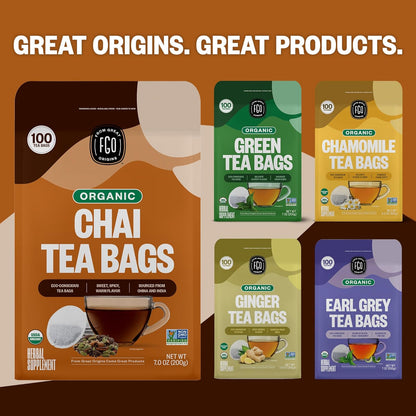 FGO Organic White Tea, Eco-Conscious Tea Bags, Packaging May Vary, 100 Count (Pack of 1)