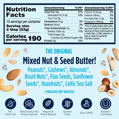 Peanut Pro Nut Butter by NuttZo | 7 Nuts & Seeds Blend, Gluten-Free, Vegan, Kosher | 2g Sugar, 7g Protein | 12oz Jar