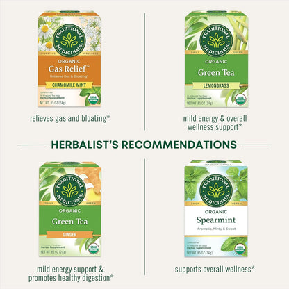 Traditional Medicinals Organic Green Tea Peppermint Tea, 16 Tea Bags