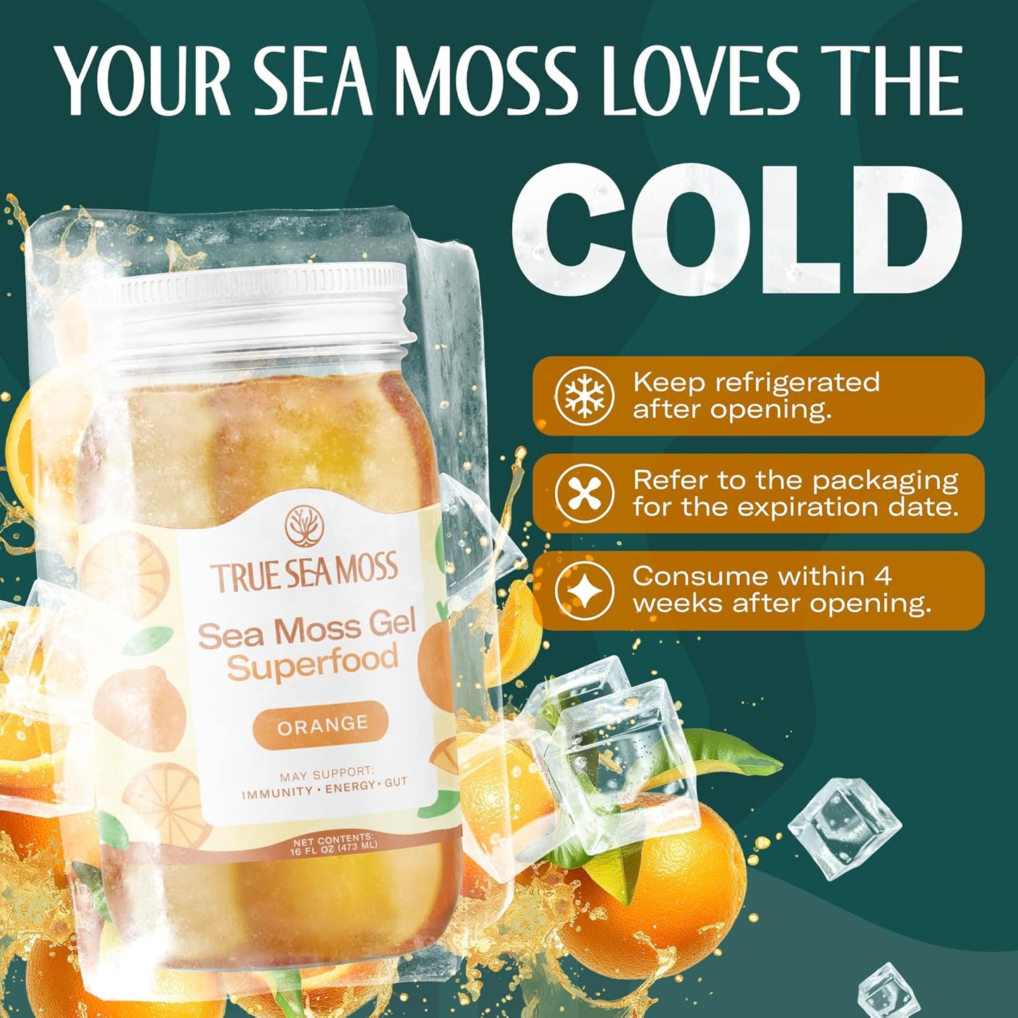 TrueSeaMoss Sea Moss Gel – Made in USA – Wildcrafted Seamoss, Fresh Fruits & Sea Vegetables – Cherry, Pack of 1 (Labels May Vary)