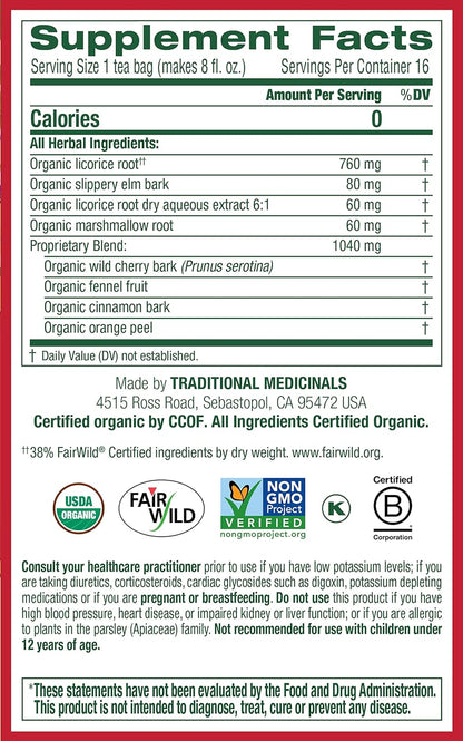 Traditional Medicinals Throat Coat Tea, Original - 16 Tea Bags