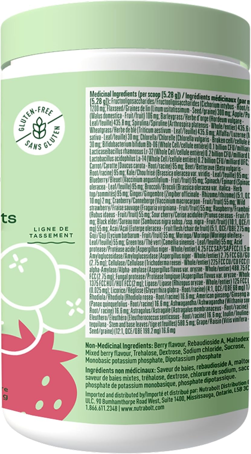 Bloom Nutrition Greens and Superfoods Powder for Digestive Health, Greens Powder, Digestive Enzymes, Probiotics, Spirulina, Chlorella for Bloating & Gut Support, Green Juice, 30 SVG, Strawberry Kiwi