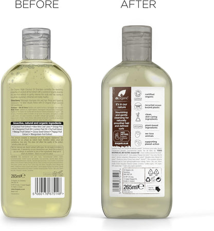 Dr Organic Aloe Vera Shampoo, Soothing, All Hair Types, Natural, Vegan, Cruelty-Free, Paraben & SLS-Free, Recyclable & Recycled Ocean Bound Plastic, Certified Organic, 265ml, Packaging may vary