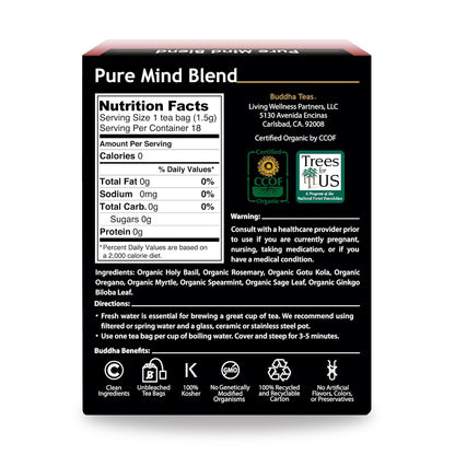 Buddha Teas - Chaga Tea - Organic Herbal Tea - For Cognitive Balance & Overall Health - With Chaga Mushroom, Antioxidants & B Vitamins - Caffeine Free - OU Kosher - 18 Tea Bags (Pack of 1)