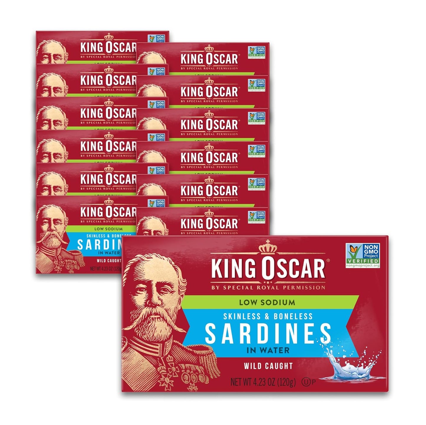 King Oscar Sardines in Water, 4.23 Ounce Cans (Pack of 1( Packaging May Vary), Skinless & Boneless, Wild Caught Canned Sardines, Low Sodium