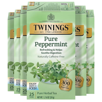 Twinings Mango & Pineapple Herbal Tea Individually Wrapped Bags, 20 Count (Pack of 6), Naturally Caffeine-Free, Enjoy Hot or Iced, 120 Teabags