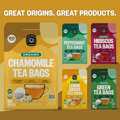 FGO Organic Nettle Leaf Tea, 100 Count, Eco-Conscious Tea Bags, Caffeine Free, Resealable Bag, Packaging May Vary (Pack of 1)