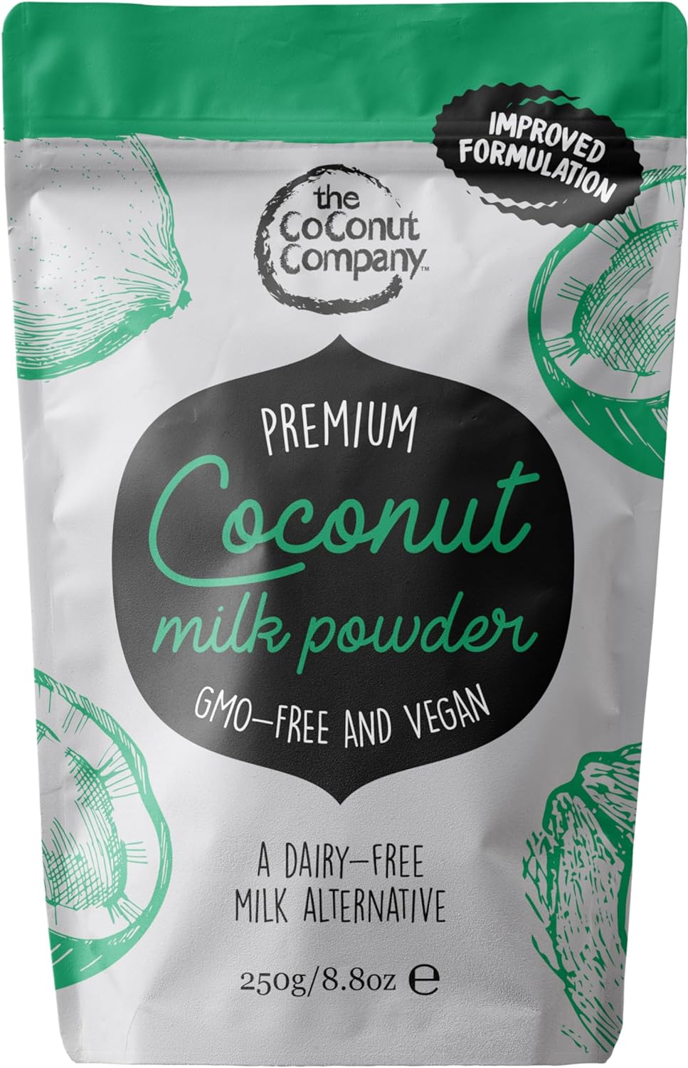 100% Dairy-Free VEGAN Coconut Milk Powder 250g, Gluten-free, Coconut Powder, 65% Coconut oil, Premium, Halal, Kosher approved