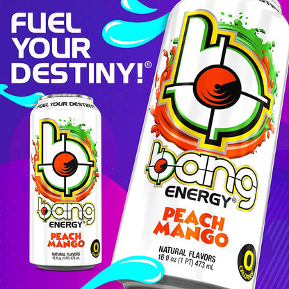 Bang Energy Nectarine Blueberry, Sugar-Free Energy Drink , 16-Ounce.